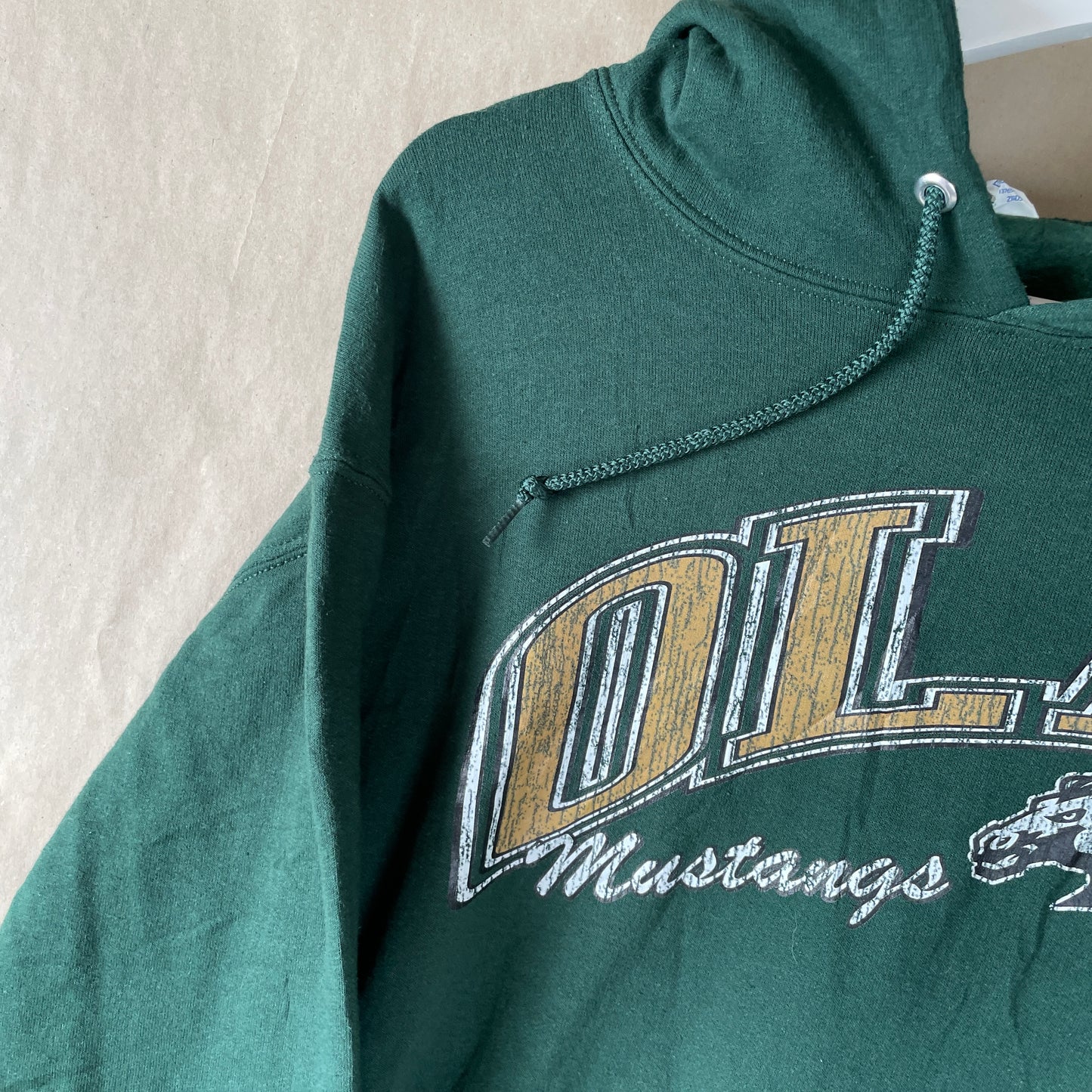 Mørkegrøn Vintage Hoodie Med OLA Print Og Hestemotiv