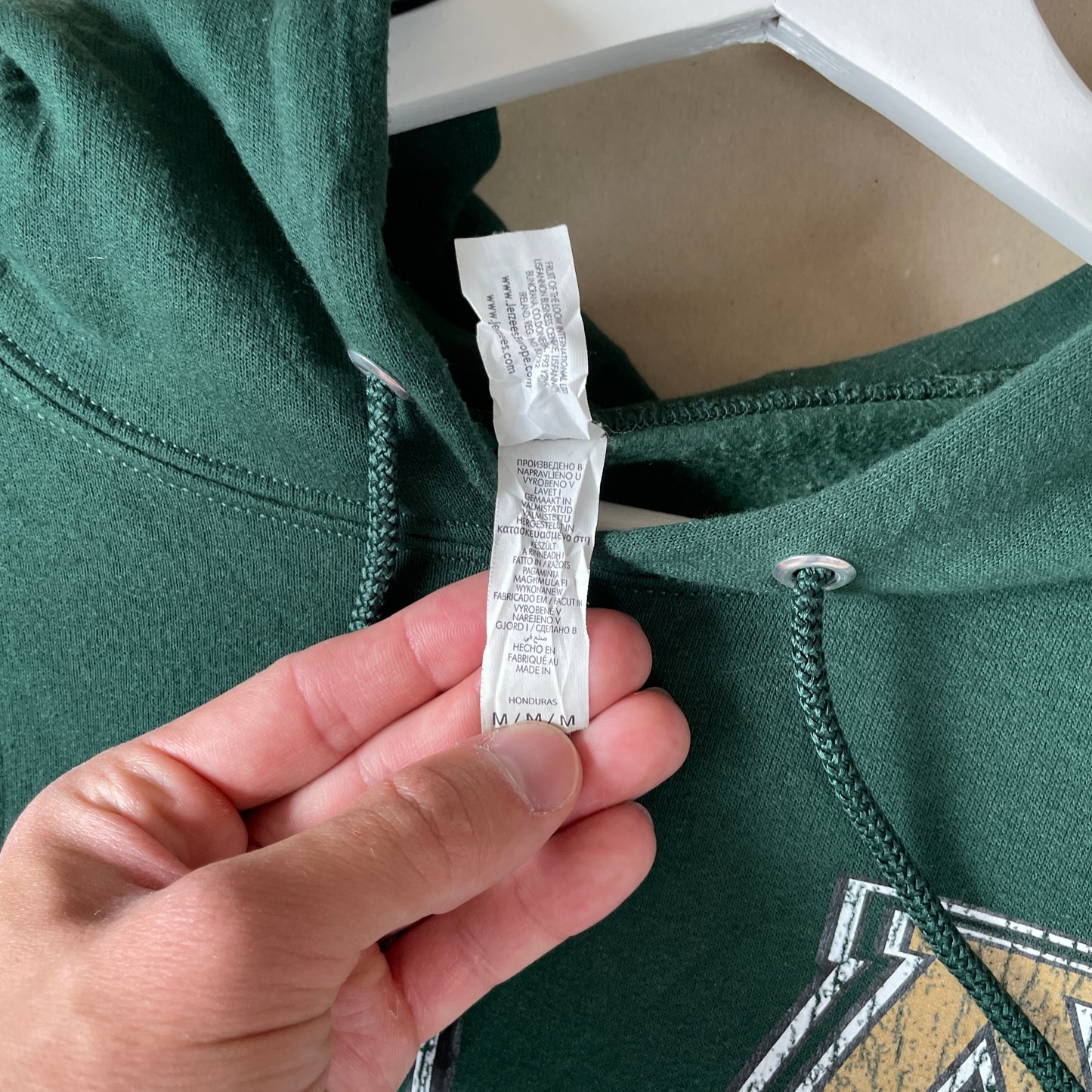 Mørkegrøn Vintage Hoodie Med OLA Print Og Hestemotiv
