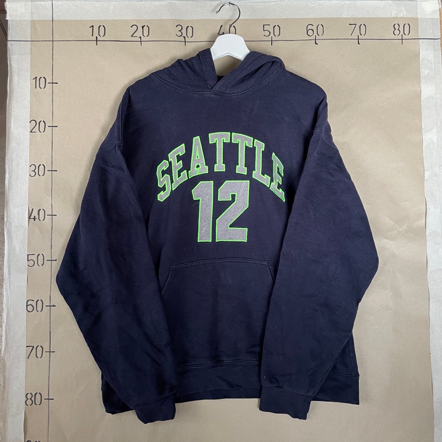 Mørkeblå Seattle Hoodie Med Neon Grøn 12 Print