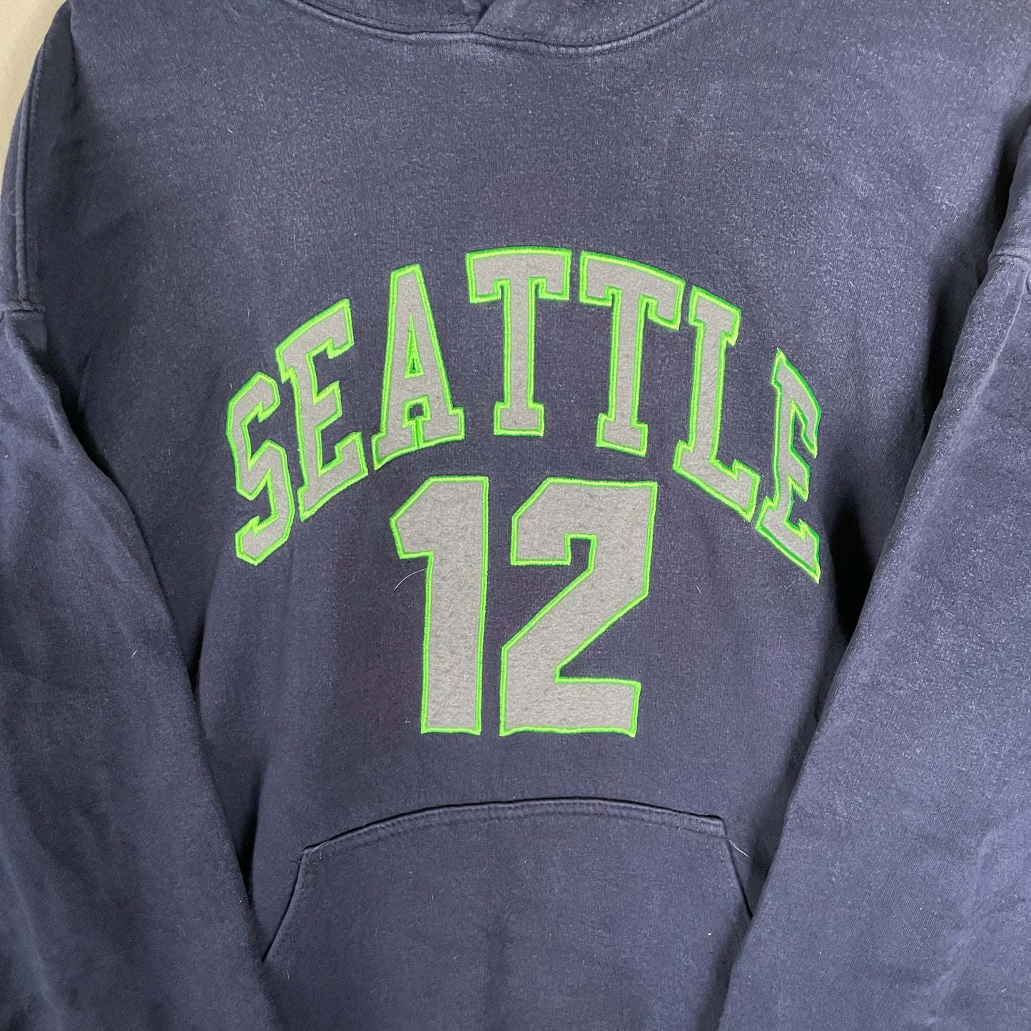 Mørkeblå Seattle Hoodie Med Neon Grøn 12 Print
