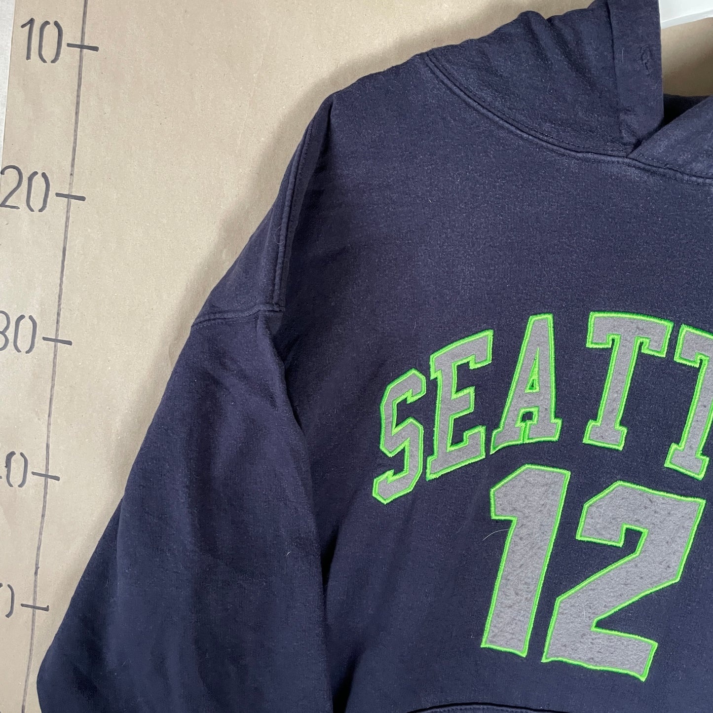 Mørkeblå Seattle Hoodie Med Neon Grøn 12 Print