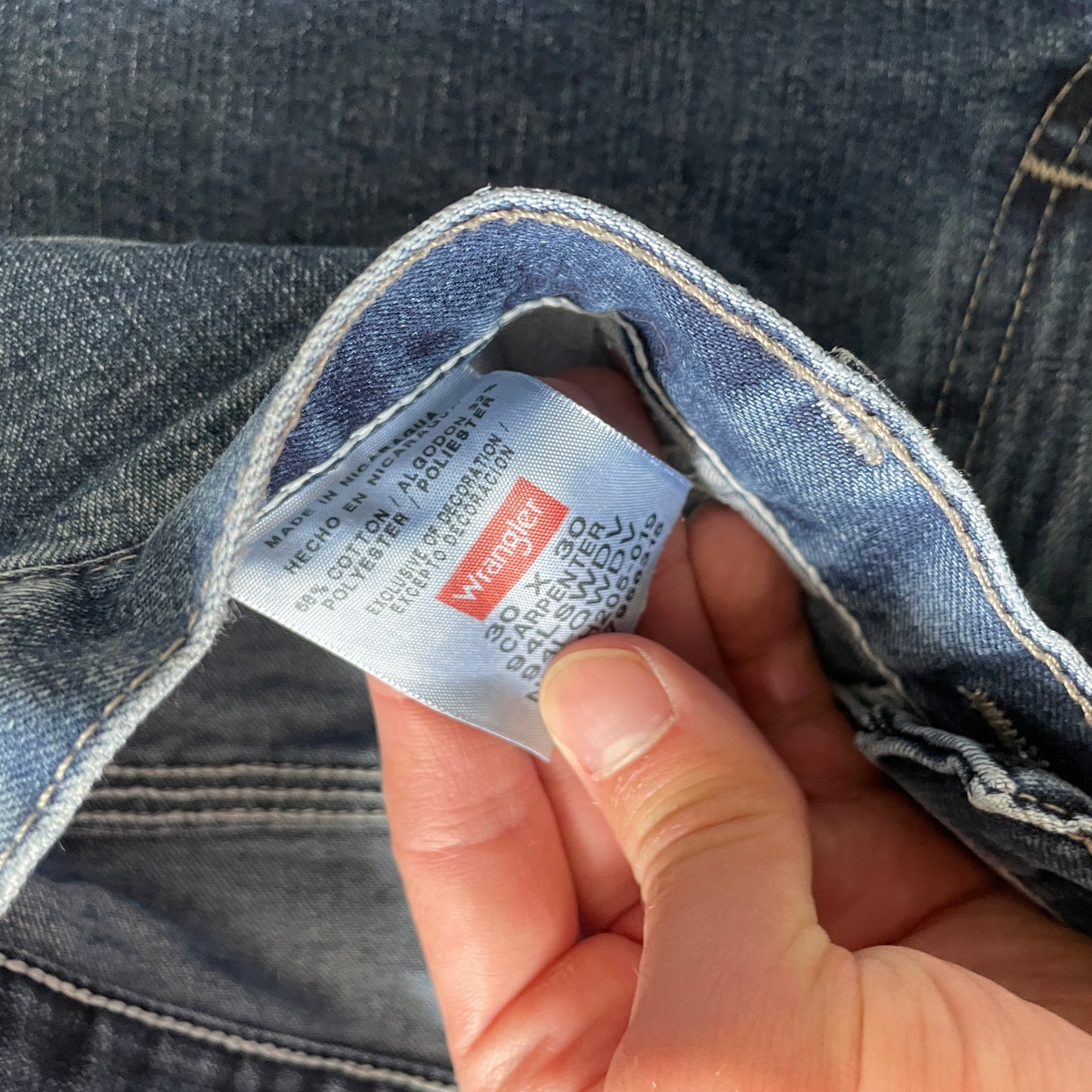 Vintage Blå Wrangler Jeans Med Lommer Og Workwear Detaljer