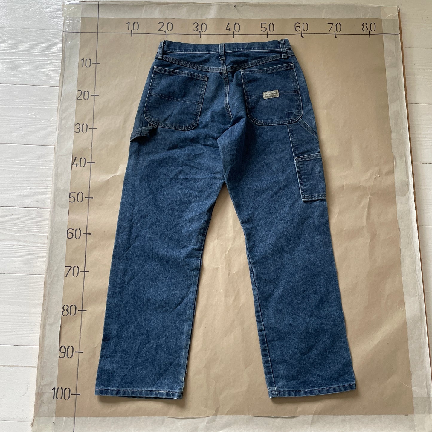 Vintage Blå Wrangler Jeans Med Lommer Og Workwear Detaljer