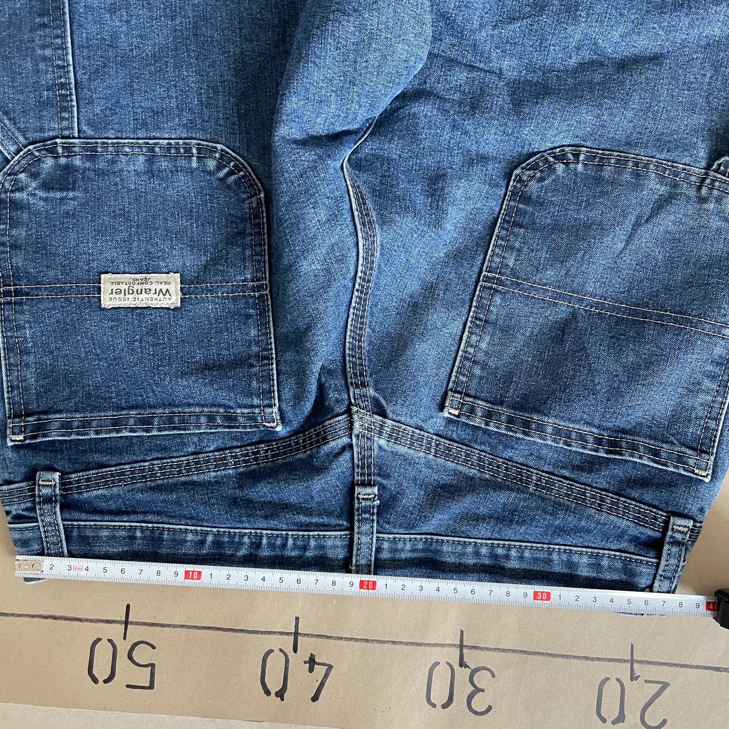 Vintage Blå Wrangler Jeans Med Lommer Og Workwear Detaljer