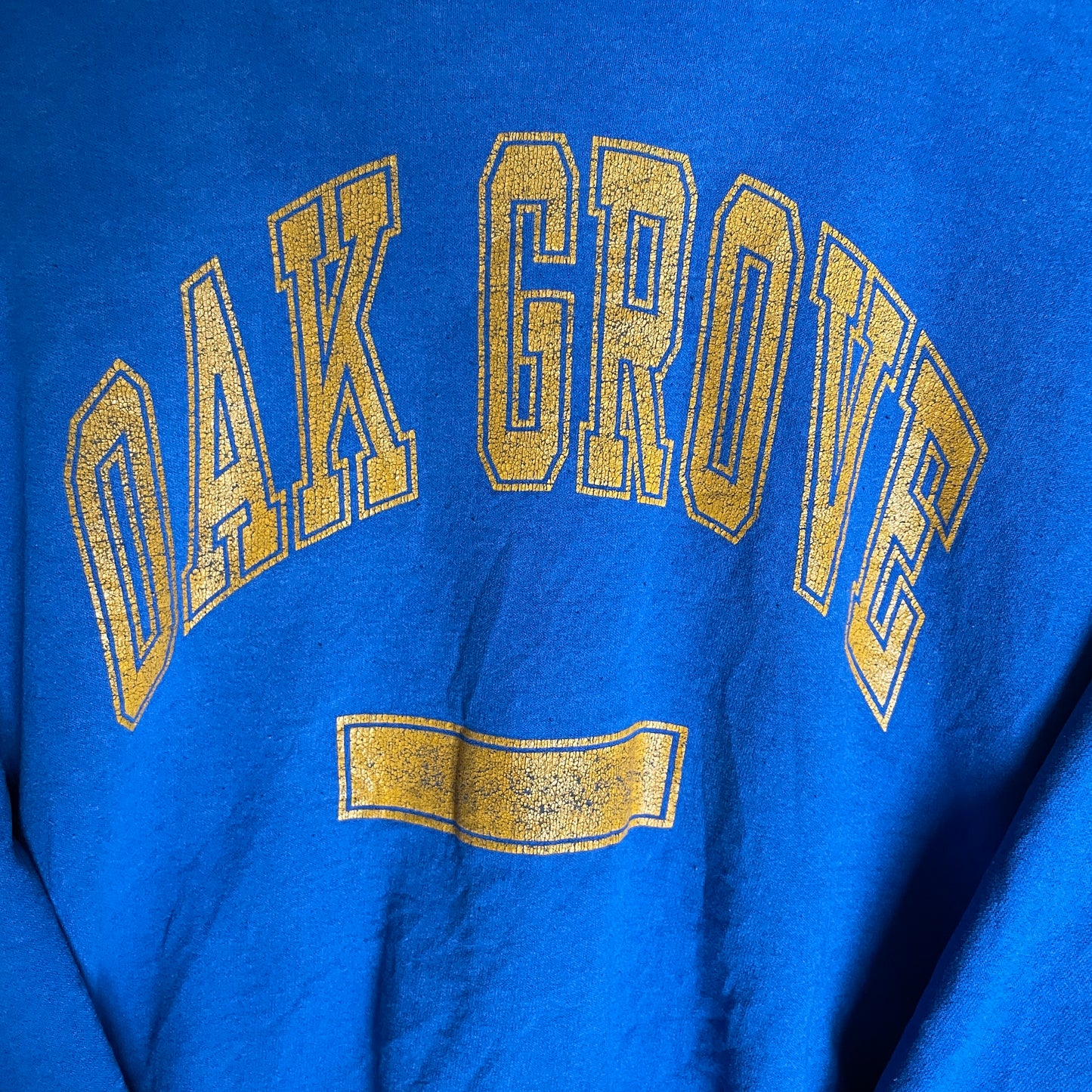 Blå Vintage Oak Grove Sweatshirt Med Gult Print