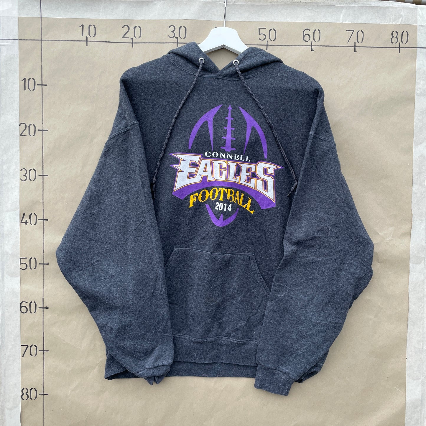 Grå Vintage Hoodie Med Connell Eagles Football Print