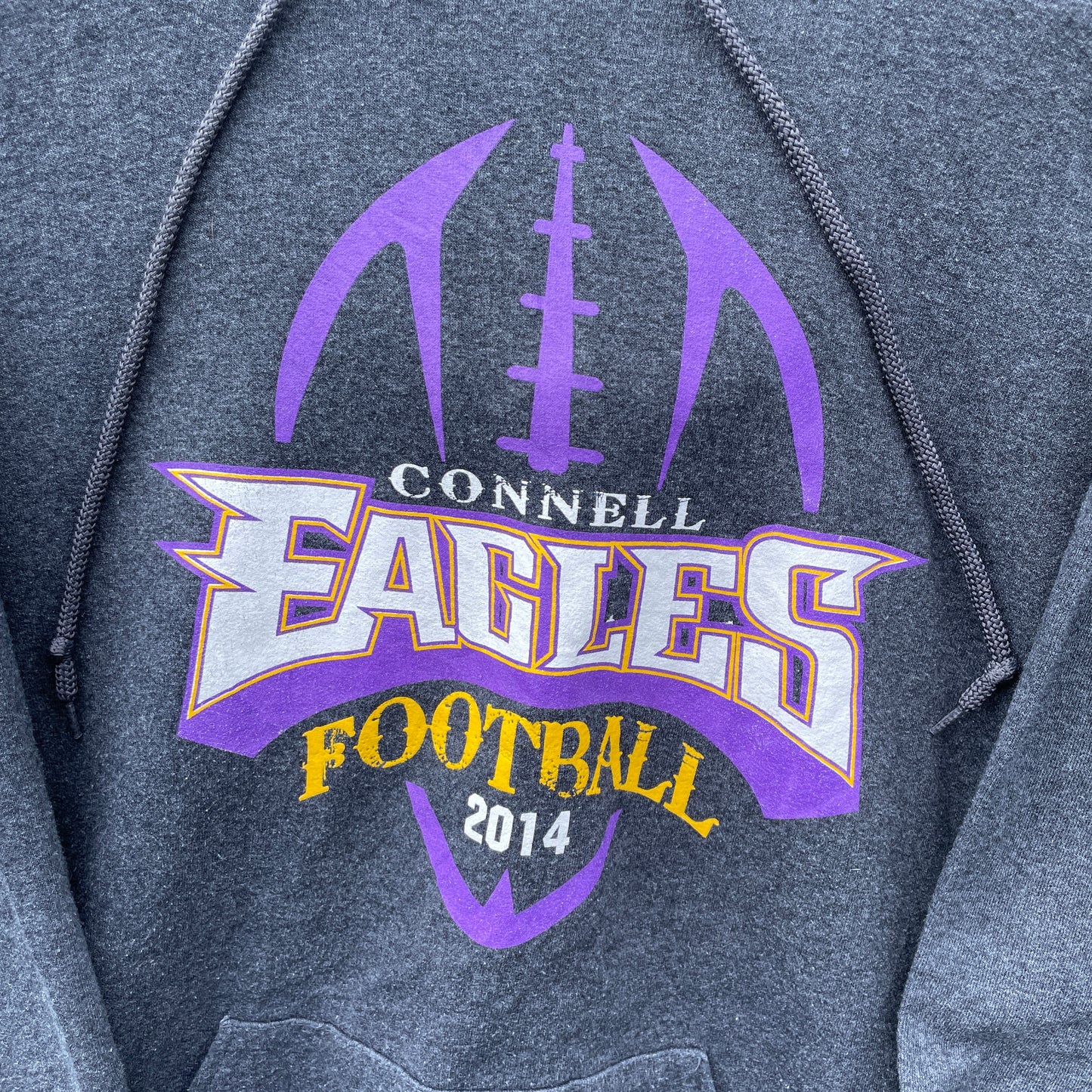 Grå Vintage Hoodie Med Connell Eagles Football Print