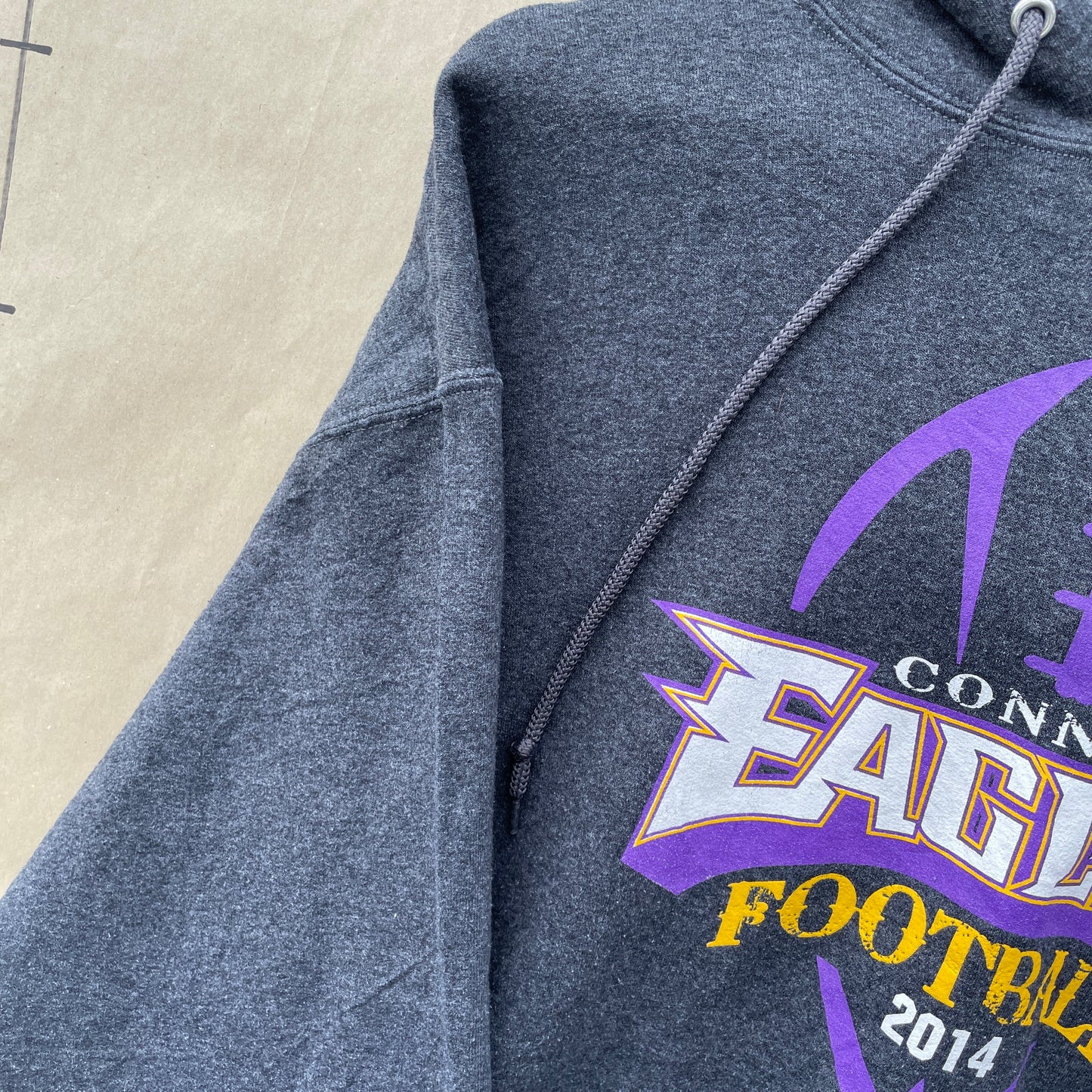 Grå Vintage Hoodie Med Connell Eagles Football Print