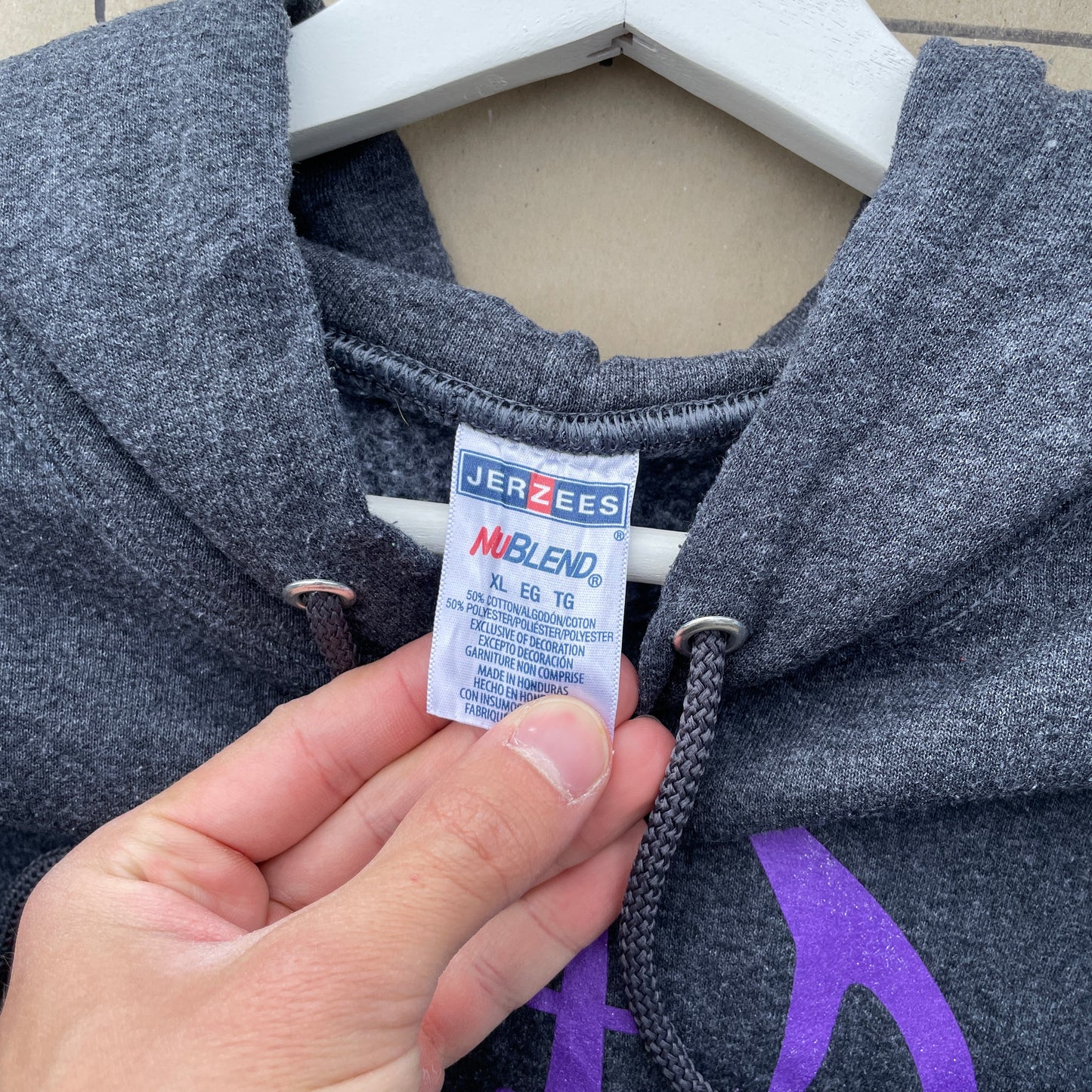 Grå Vintage Hoodie Med Connell Eagles Football Print