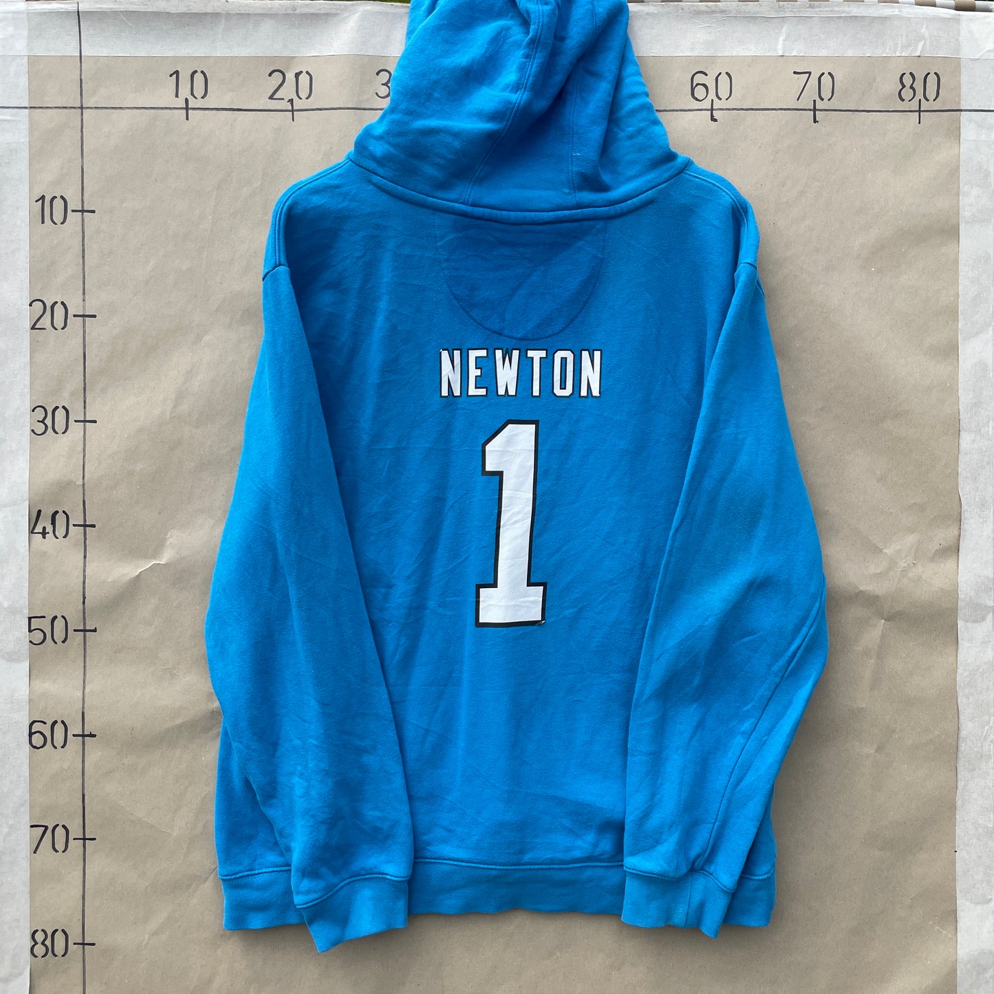 Blå Vintage Fanatics Carolina Panthers Hoodie Med Newton Print
