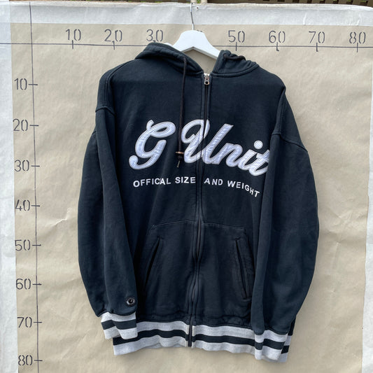 Sort G-Unit Zip Hoodie Med Broderet Logo Og College Detaljer