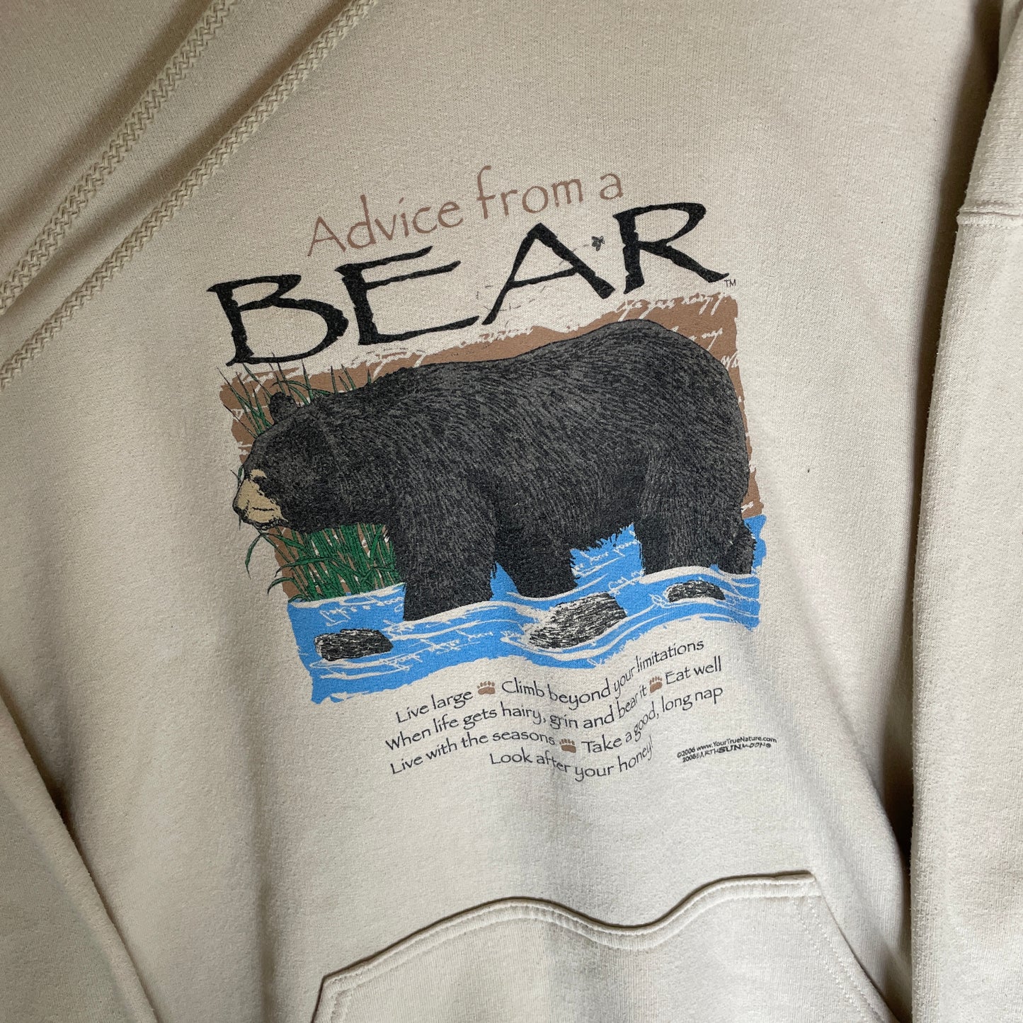 Beige Vintage Advice From A Bear Hoodie