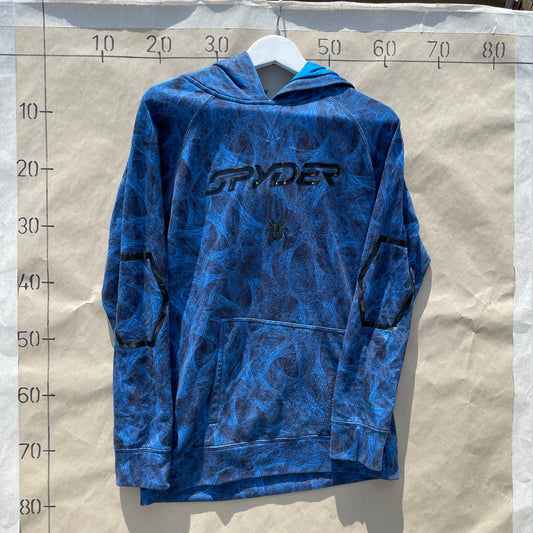 Blå Spyder Hoodie Med Grafisk Mønster