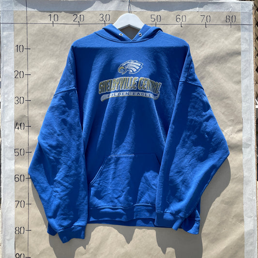Blå Vintage Shelbyville Central Hoodie Med Collegeprint