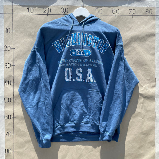 Blå Washington D.C. Vintage Hoodie Med USA Print