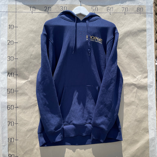Marineblå Rockport Building Partners Hoodie Med Print – Vintage Stil