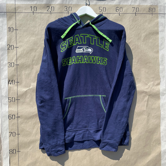 Blå Seattle Seahawks Hoodie Med Neon Detaljer