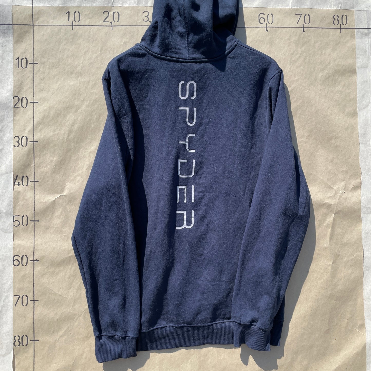 Mørkeblå Spyder Hoodie Med Lynlås Og Logo