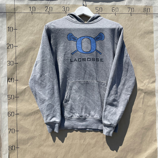 Grå Og Blå Vintage Lacrosse Hoodie Med Print