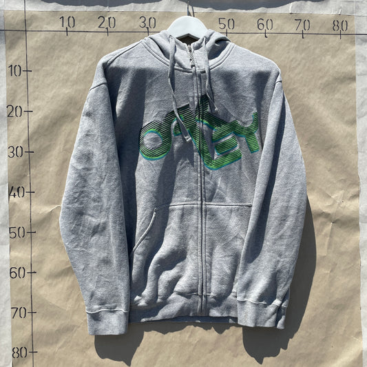 Grå Oakley Zip Hoodie Med Retro Print
