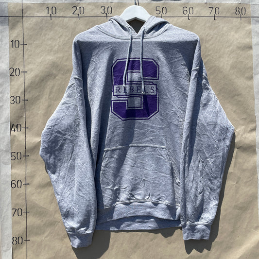 Grå Rebels College Hoodie Med Lilla Print – Vintage Sporty Look