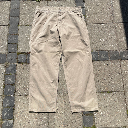 Beige Wrangler Carpenter Bukser I Klassisk Workwear-Stil