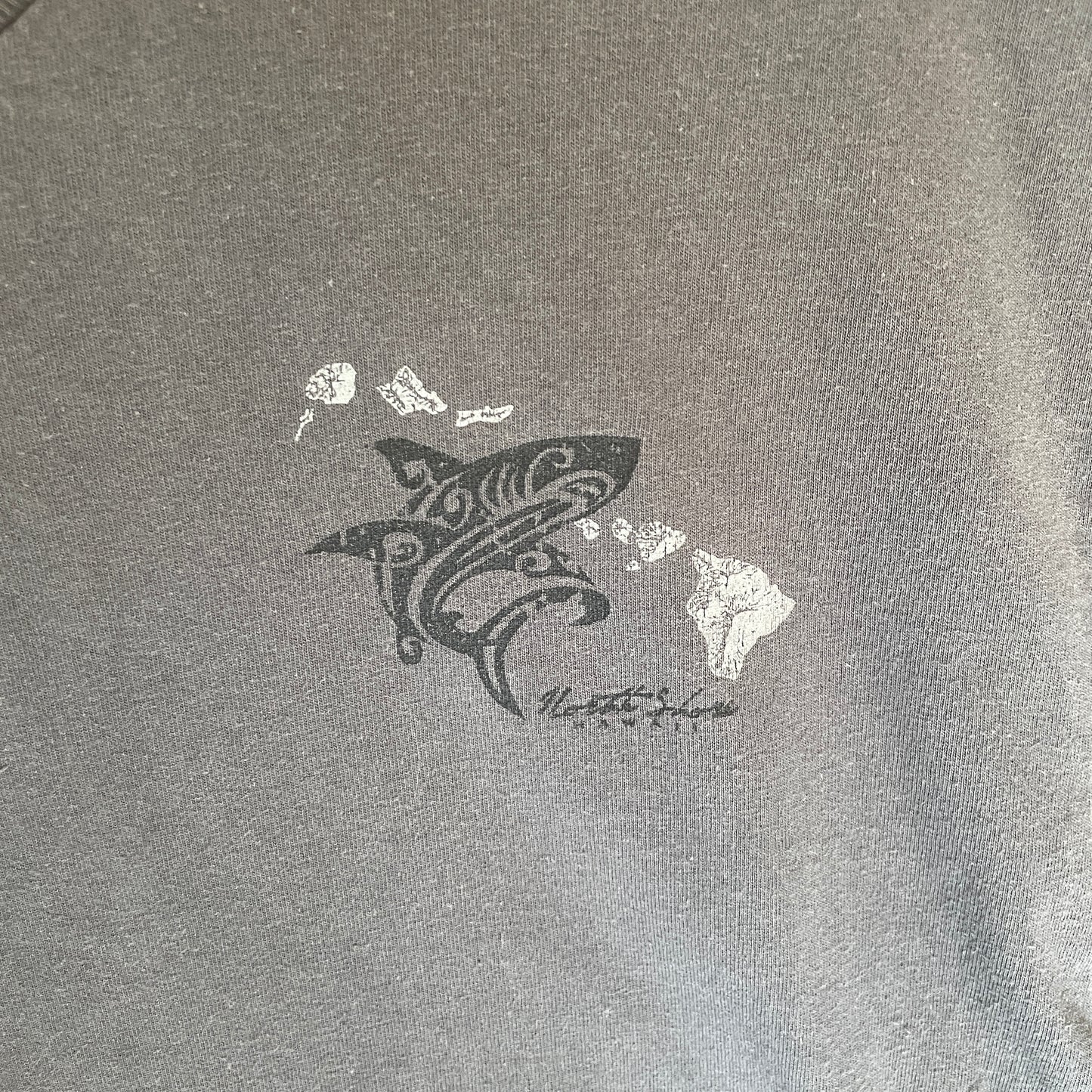Grå Vintage Hawaii Haj T-Shirt