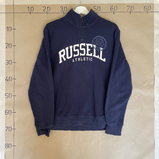 Blå Vintage Russell Athletic 1/4 Zip Sweatshirt