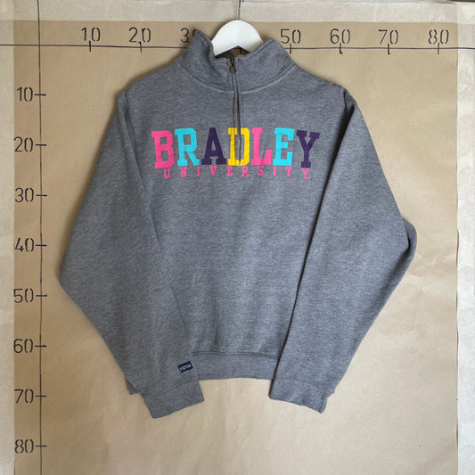 Grå Vintage Jansport Bradley University Half-Zip Sweatshirt