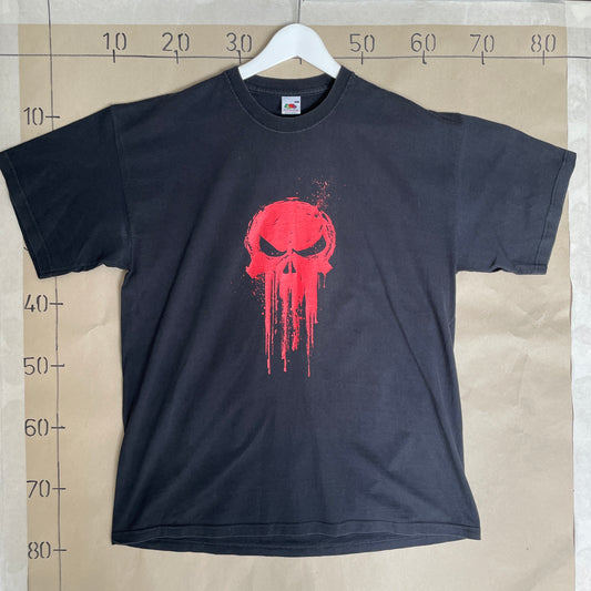 Sort Vintage Marvel The Punisher T-Shirt Med Rød Grafisk Print