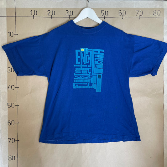 Blå Vintage T-Shirt Med Grafisk Typografi Print