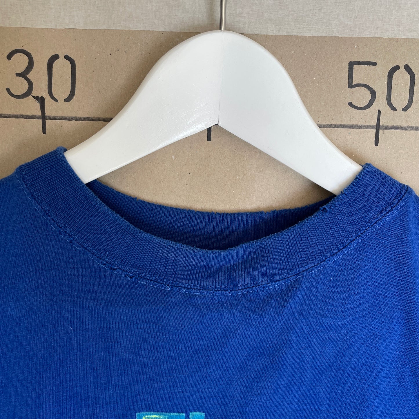 Blå Vintage T-Shirt Med Grafisk Typografi Print