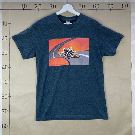 Grå Vintage Isle Of Man TT T-Shirt Med Motorløbsgrafik