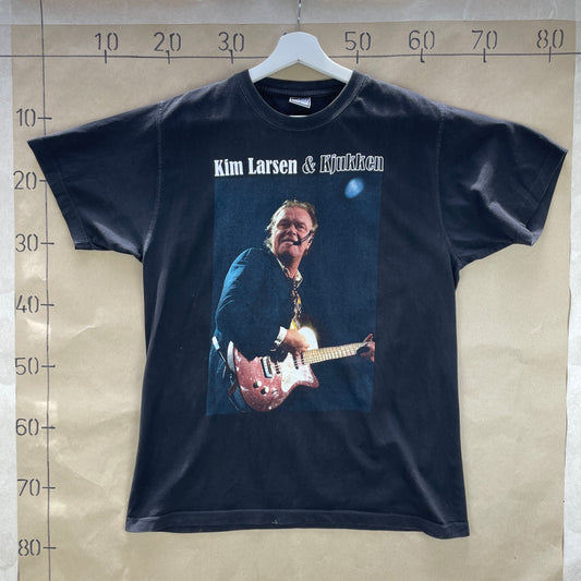 Sort Vintage Kim Larsen &amp; Kjukken Band T-Shirt – Koncert Tee 00s Stil
