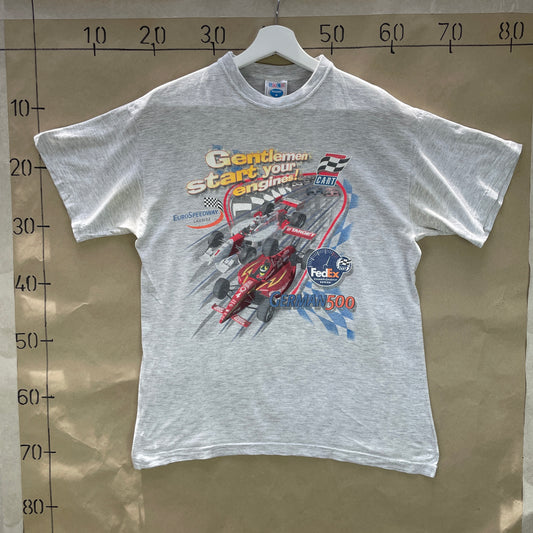 Grå German 500 CART Racing T-Shirt Med Formelmotiver – Vintage Motorsport Merch