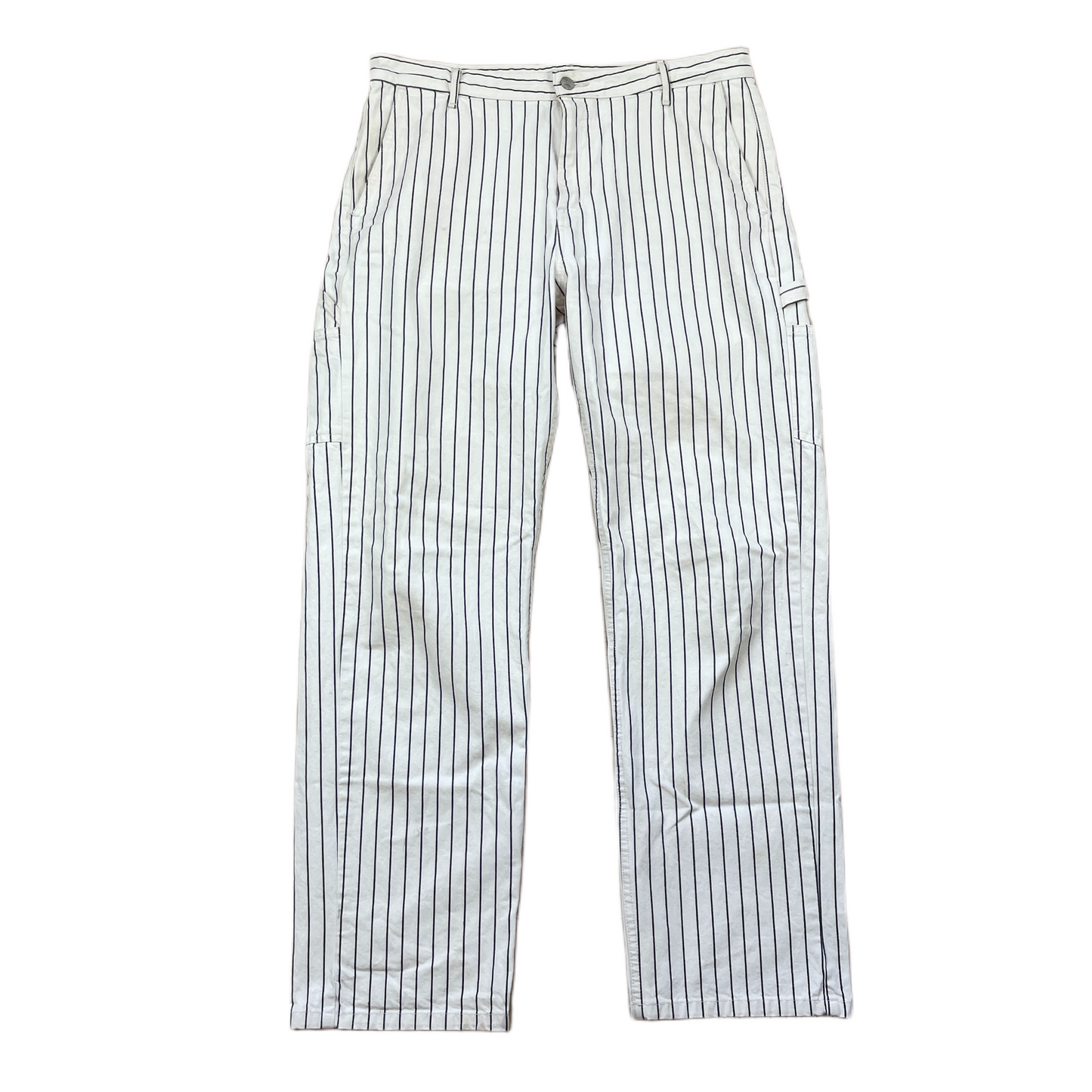 Beige/Hvid Stribede Bomuldsbukser Work Pants