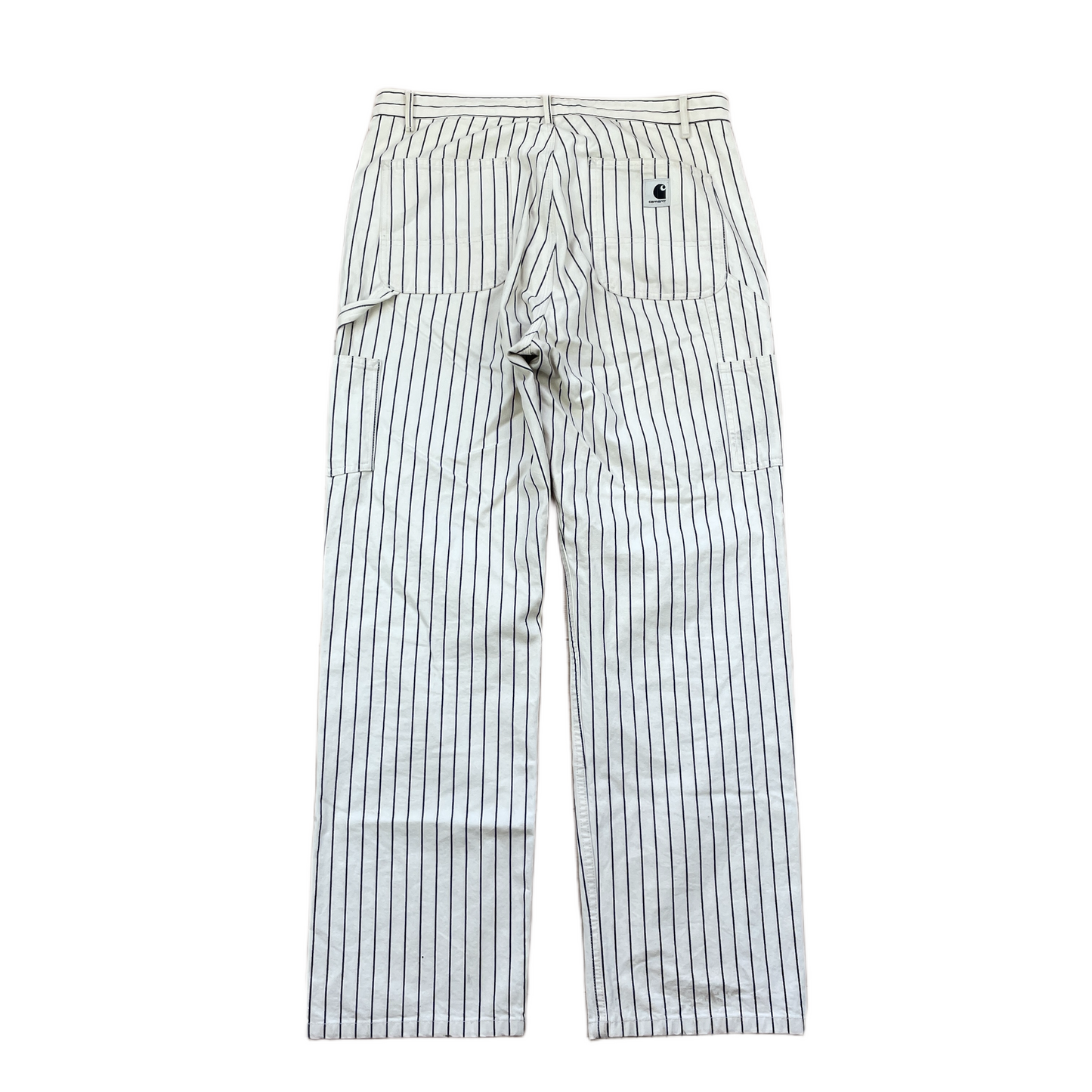 Beige/Hvid Stribede Bomuldsbukser Work Pants