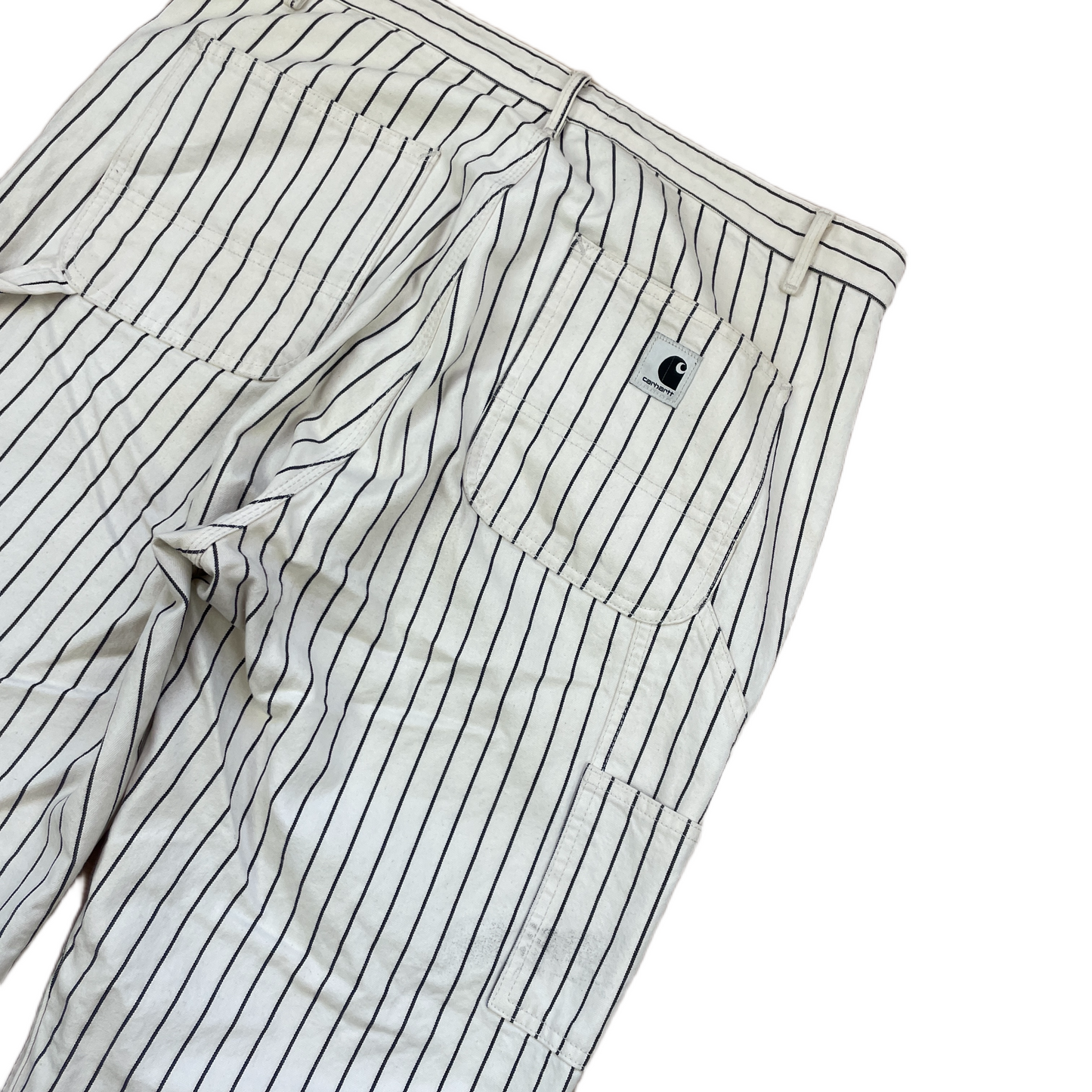 Beige/Hvid Stribede Bomuldsbukser Work Pants