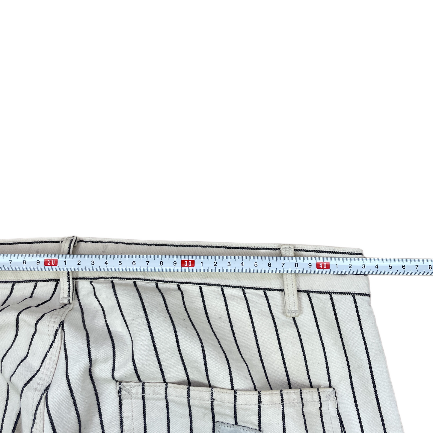 Beige/Hvid Stribede Bomuldsbukser Work Pants