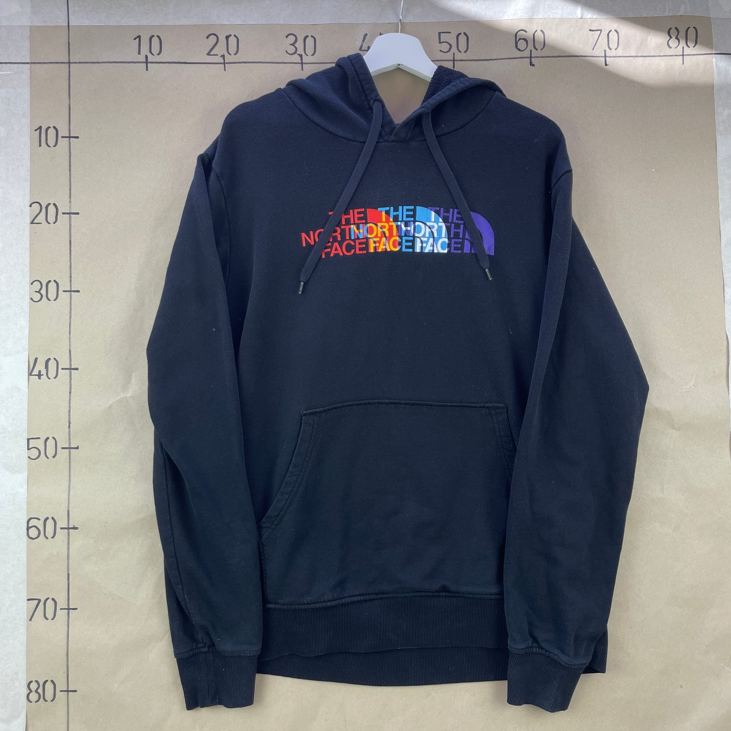 Sort The North Face Hoodie Med Regnbue Logo