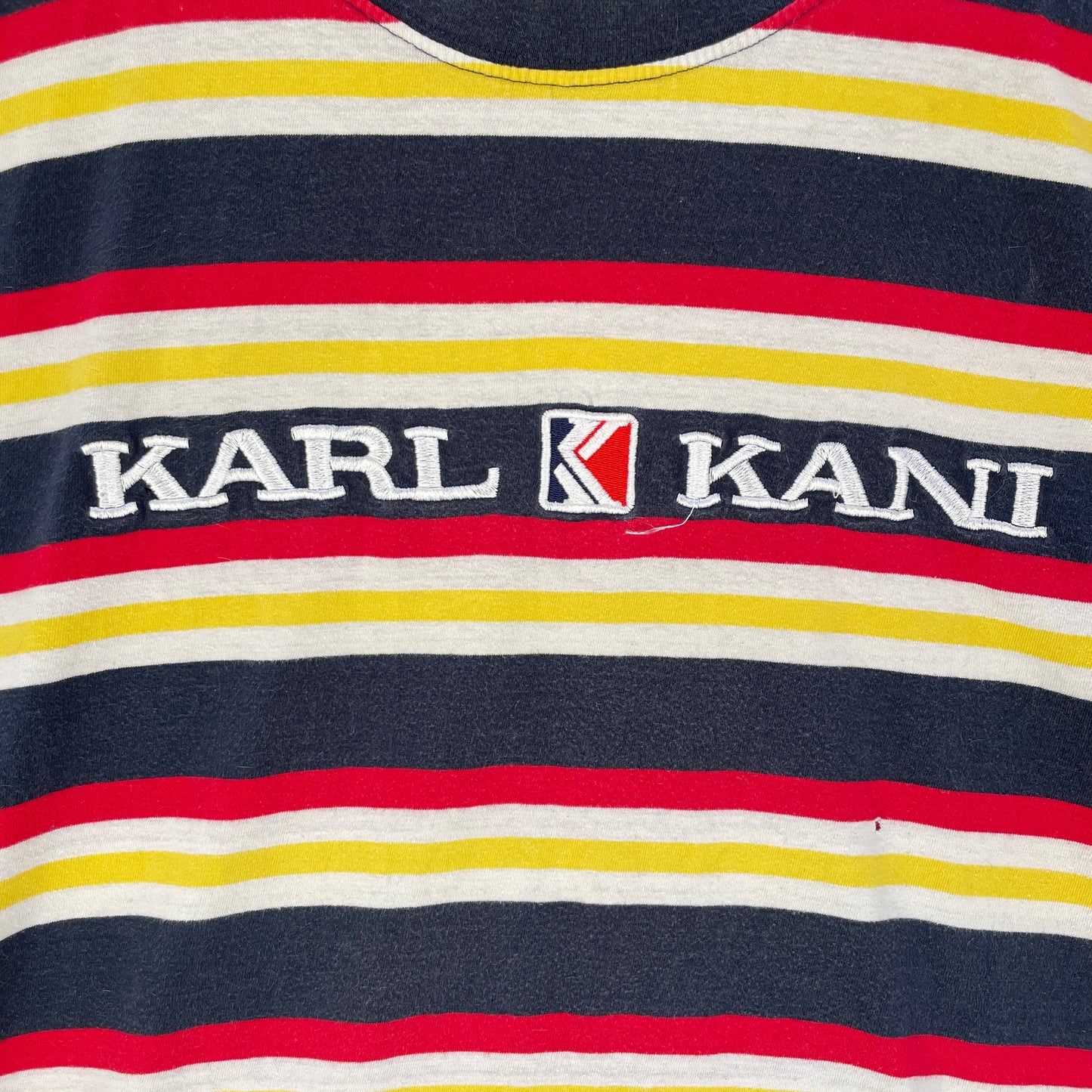 Multifarvet Vintage Karl Kani T-Shirt Med Broderet Logo Og Striber