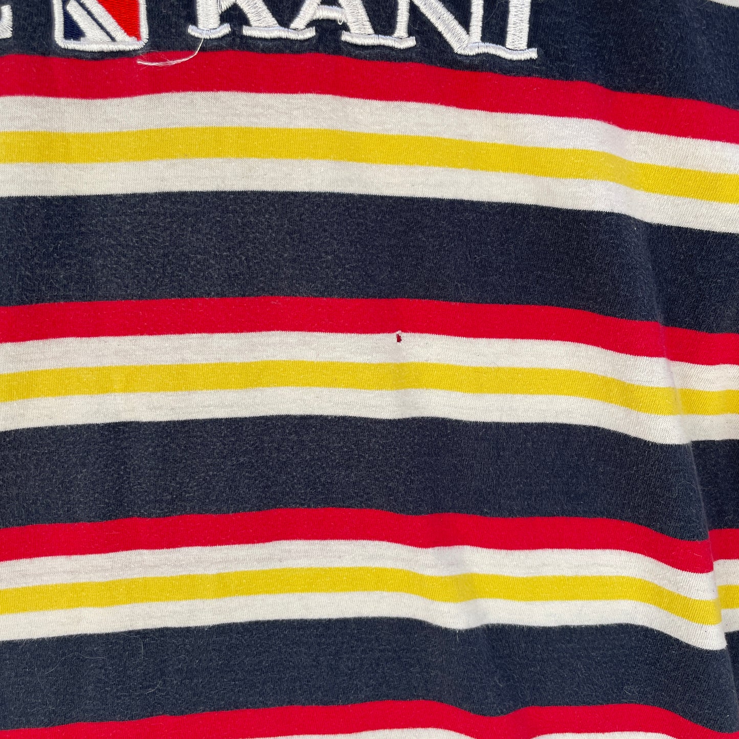 Multifarvet Vintage Karl Kani T-Shirt Med Broderet Logo Og Striber