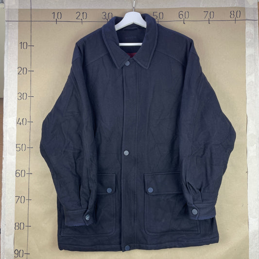 Sort Vintage Bison Jakke Med Rød Foring Og Store Frontlommer