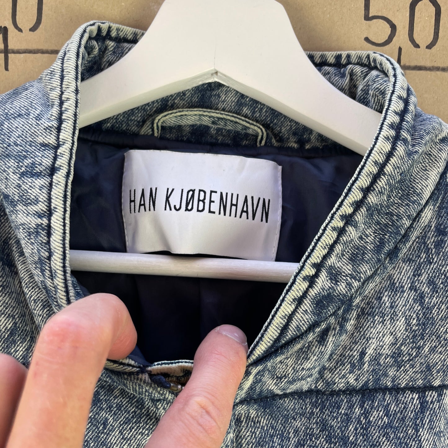 Blå Vintage Han Kjøbenhavn Denim Look Puffer Jakke