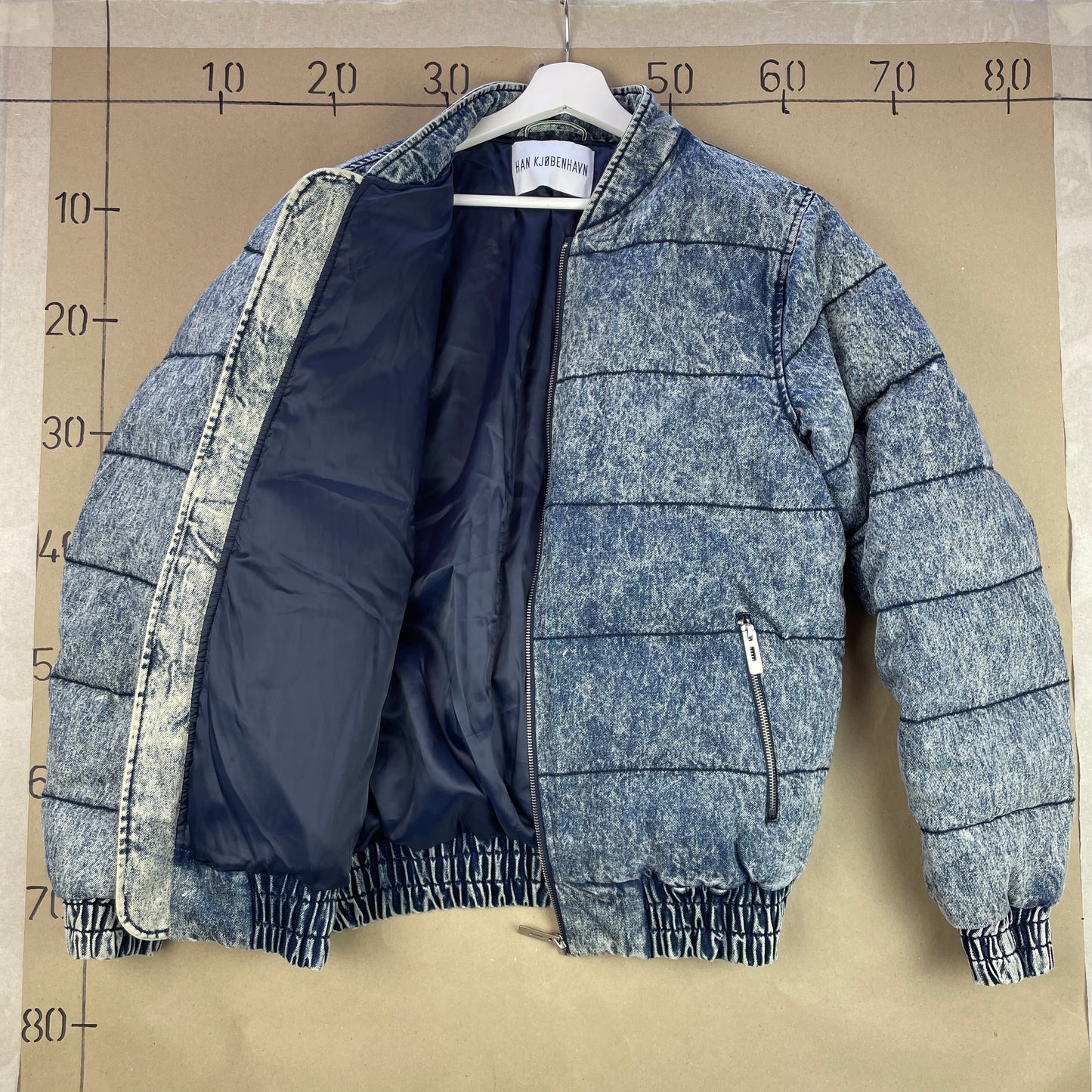 Blå Vintage Han Kjøbenhavn Denim Look Puffer Jakke
