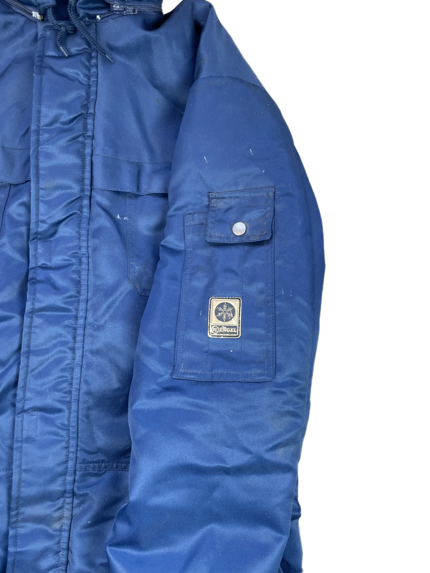 Blå Vintage Engel Vinterkedeldragt Med Hætte Og For