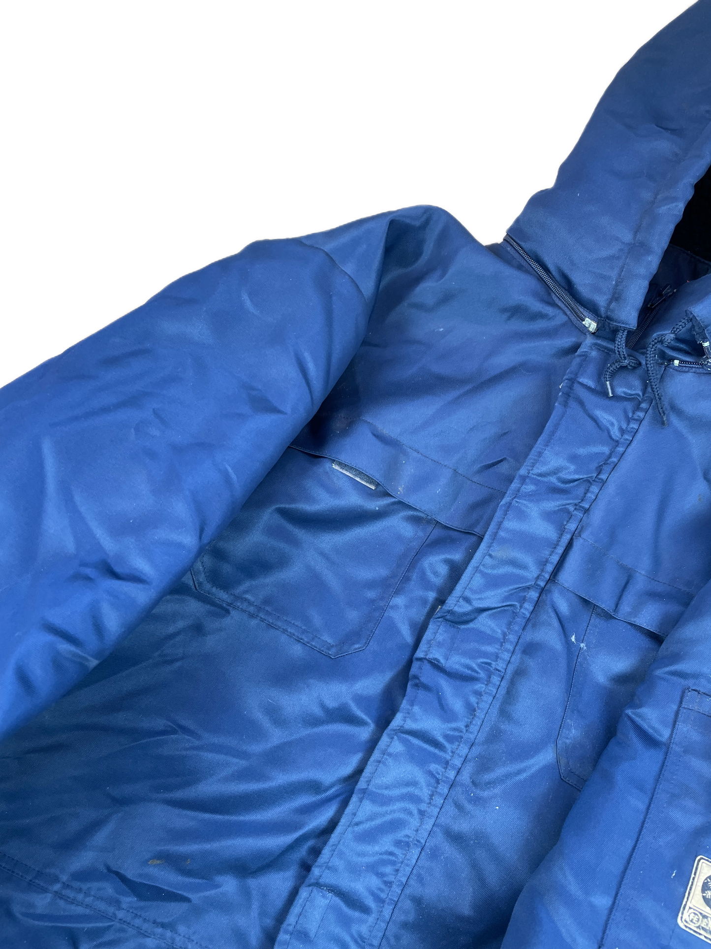 Blå Vintage Engel Vinterkedeldragt Med Hætte Og For