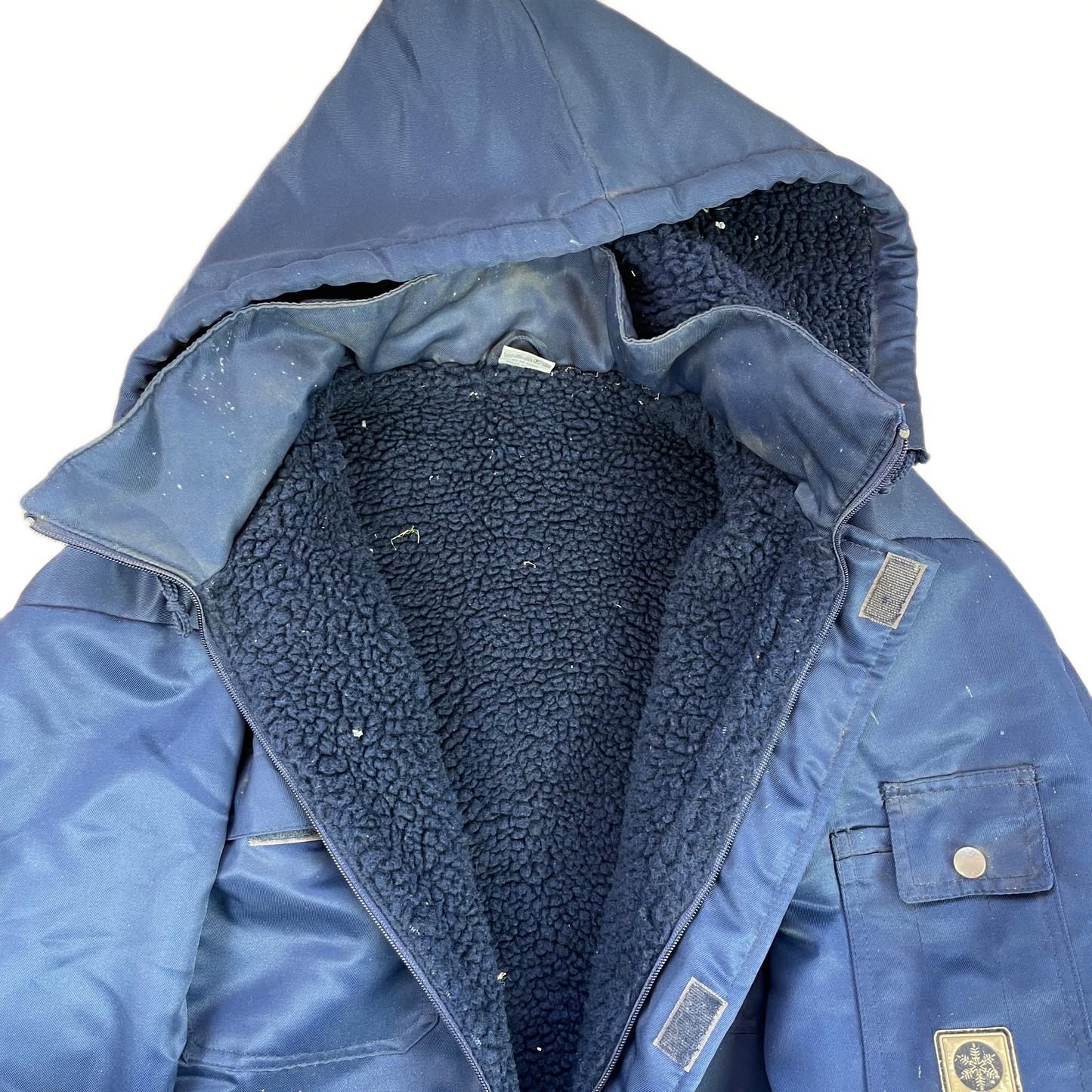 Blå Vintage Engel Vinterkedeldragt Med Hætte Og For