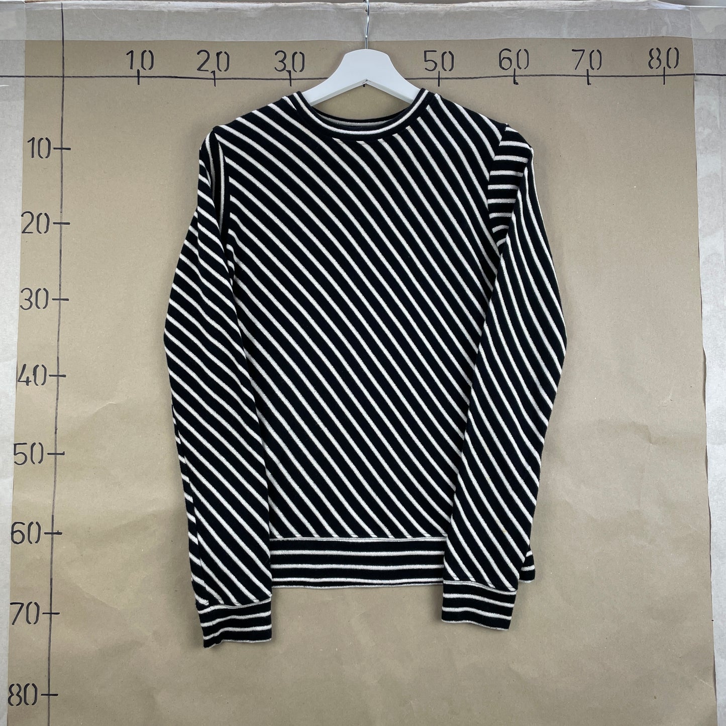 Sort Og Hvidstribet Mads Nørgaard Diagonal Langærmet Trøje I Økologisk Bomuld