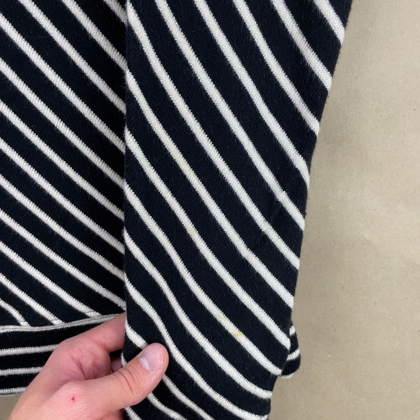 Sort Og Hvidstribet Mads Nørgaard Diagonal Langærmet Trøje I Økologisk Bomuld